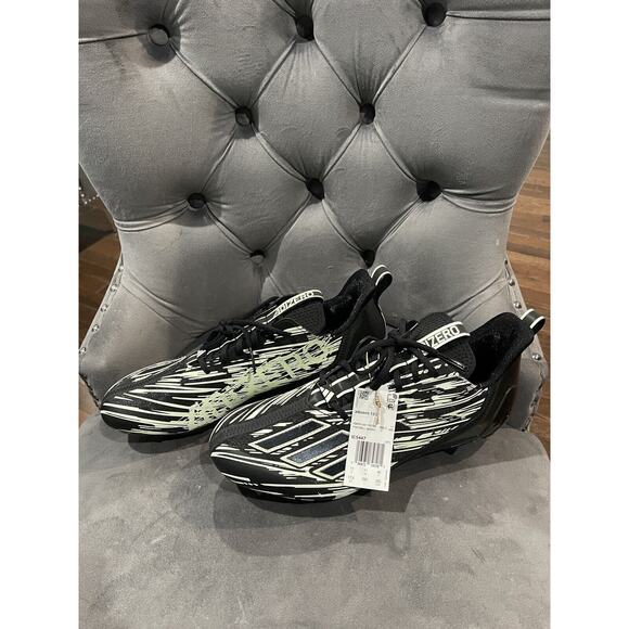 NEW Sz 11.5 Men Adidas Adizero Glow In The Dark Black Football Cleat IE5447 RARE - Picture 2 of 5